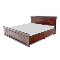King Size Teak Brown Wood Cot Bed