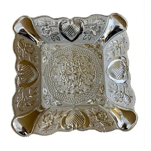 Square Silver Plated Plastic Bowl