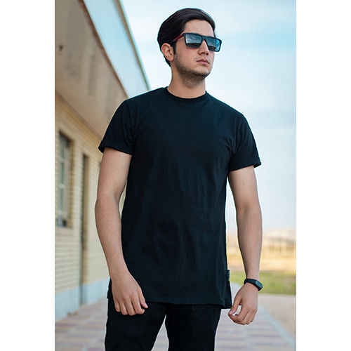 Black Luxurious Round Neck Half Sleeve Pure Cotton T-Shirt