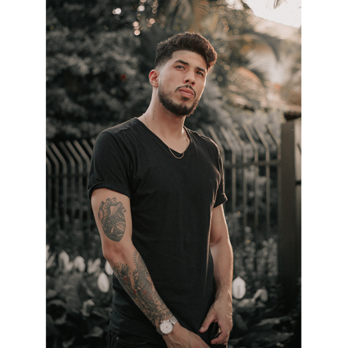 Black Color V-Neck Mens T-shirt