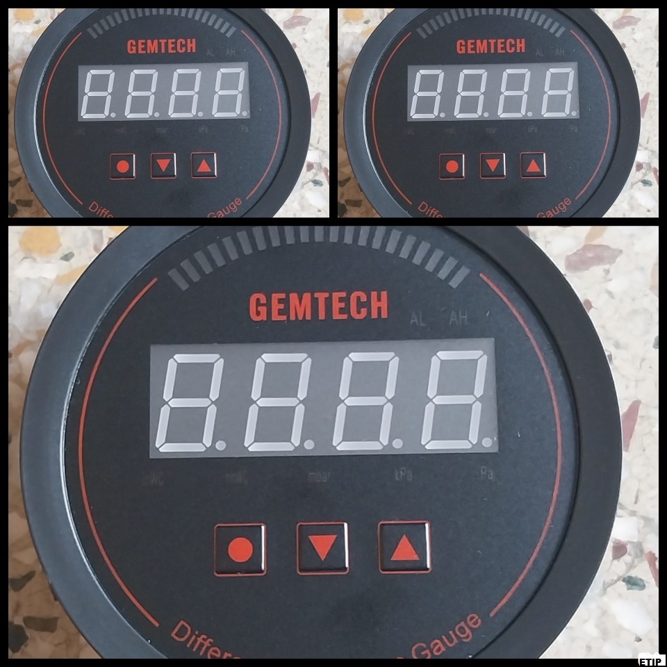 GEMTECH Series 3000 Digital Pressure Gauge With Alarm Range 0 to 1000 MM WC