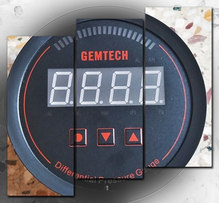 GEMTECH Series 3000 Digital Pressure Gauge With Alarm Range 0 to 1000 MM WC