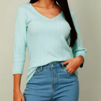 Buy Trendy Fashion T Shirts For Women - 100% Combed Cotton, Customized Size, V-neck, All Colors, Long Sleeves, Polyester Fabric, Plain Pattern | Hypoallergenic, Breathable, Moisture-absorbing, Environment Friendly