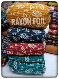 Rayon Foil Printed Fabric - 44 Inch Width, Multicolor, Quick Dry, Smooth, Washable | Ideal For Kurti, Dress, Suit, And Dupatta Material