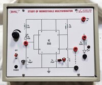 Monostable Multivibrator Using Ic 555 - Instrument With Dc Regulated Power Supply 5v Dc/150ma, Incorporates Ic 555 And Components In Cabinet | Connections At 4mm Sockets