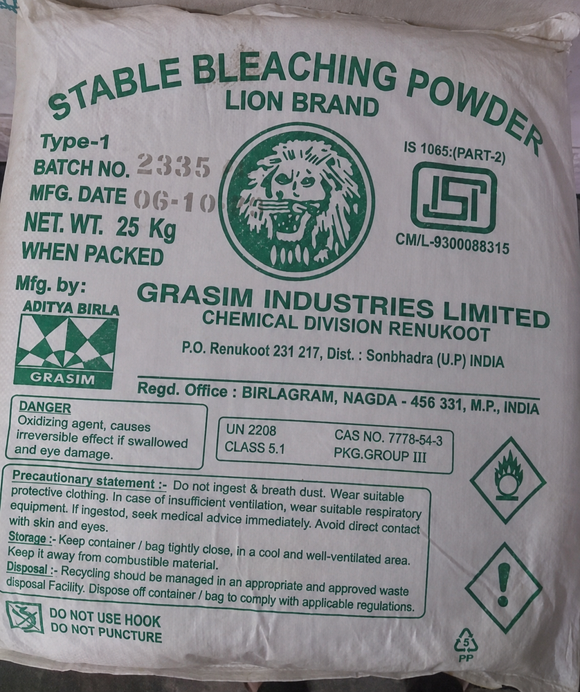BLEACHING POWDER - Industrial Grade Ca(ClO)â Powder Form | Ideal for Textile Industry and Water Treatment Applications Store in Dry Place
