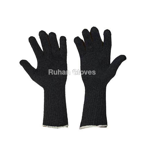 7 Gauge Cotton Knitted Blue Hand Gloves ( 12 Inch )