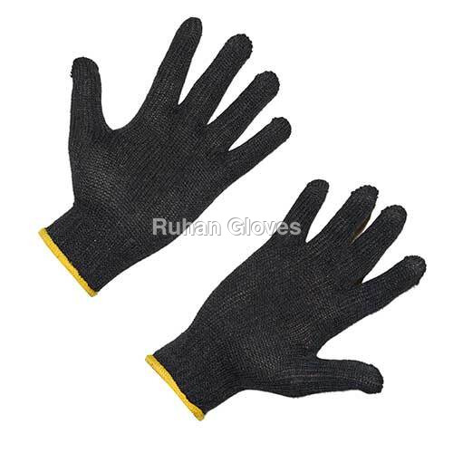 7 Gauge Cotton Knitted Blue Hand Gloves