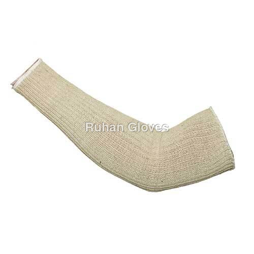 7 Gauge Cotton Knitted White Hand Sleeve Fully Elastic ( 12 To 18 Inch )