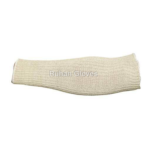 7 Gauge Cotton Knitted White Hand Sleeve Full Elastic ( 12 To 18 Inch )