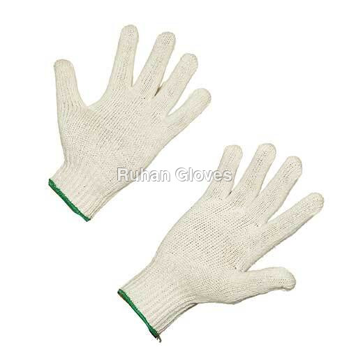 7 Gauge Cotton Knitted White Hand Gloves