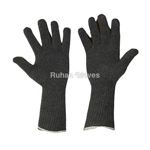 7 Gauge Cotton Knitted Gloves 12 Inch Grey