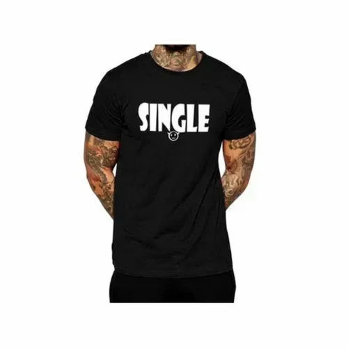 Black Men'S Round Neck T-Shirt