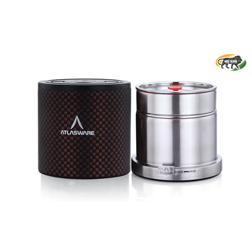 Atlasware Stainless Steel Black Chequered Lunch box 725ml (2 Container)