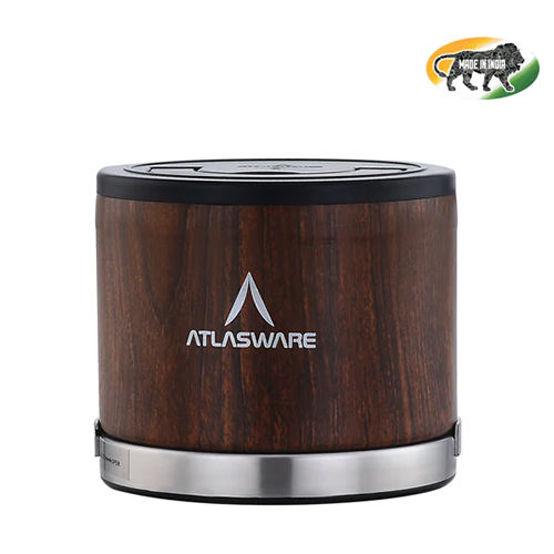 Atlasware Stainless Steel Wood Finish Insulated Lunch box 475ml (1 Container) Tiffin Box
