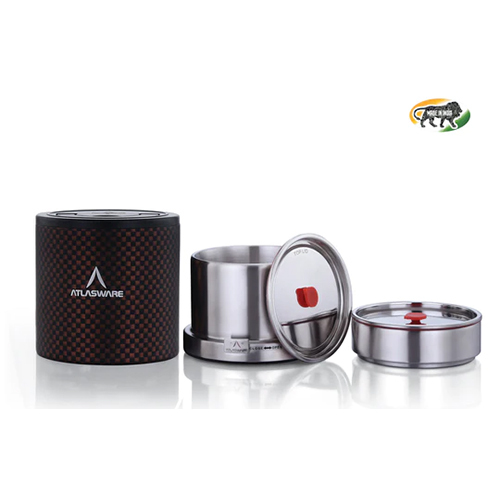 Atlasware Stainless Steel Brown Chequered Lunch box 725ml (2 Container)