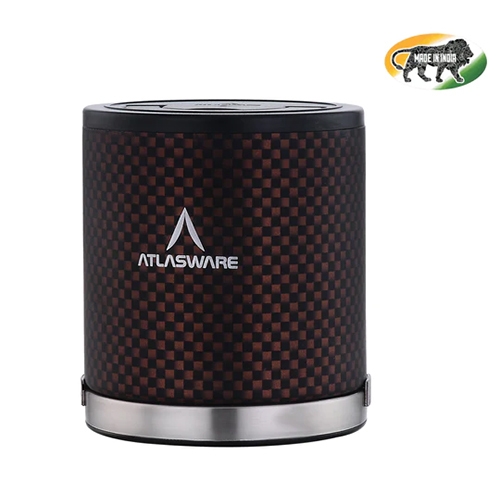 Atlasware Stainless Steel Black Chequered Lunch box 475ml (1 Container)