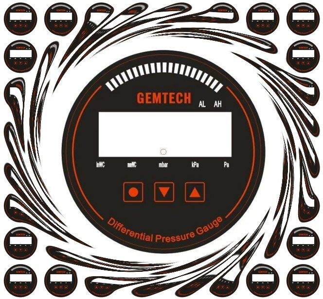 GEMTECH Series 3000 Digital Pressure Gauge With Alarm Range 0 to 200 MM WC