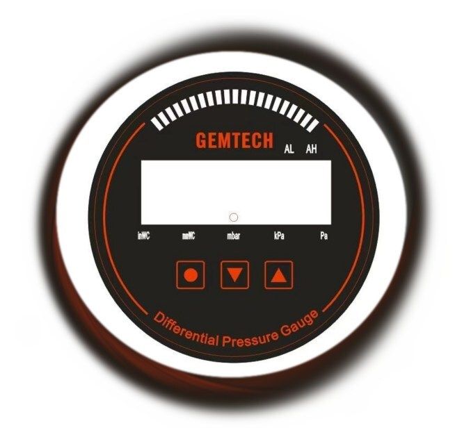 GEMTECH Series 3000 Digital Pressure Gauge With Alarm Range 0 to 200 MM WC