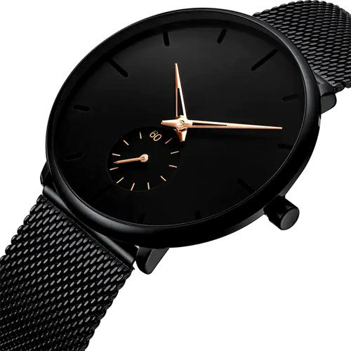 Any Mens Black Strap Wrist Watch