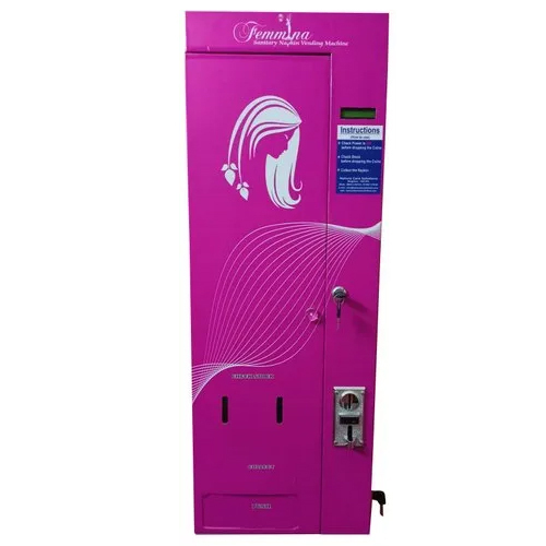 Automatic Sanitary Napkin Vending Machine - Pink Color, 1 Year Warranty | Fully Automatic, 230 Voltage, 18 Kg Weight
