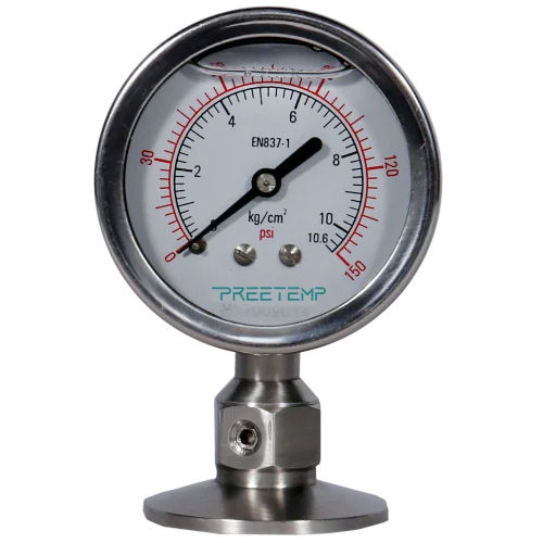 Silver Industrial Stainless Steel Pressure Gauges