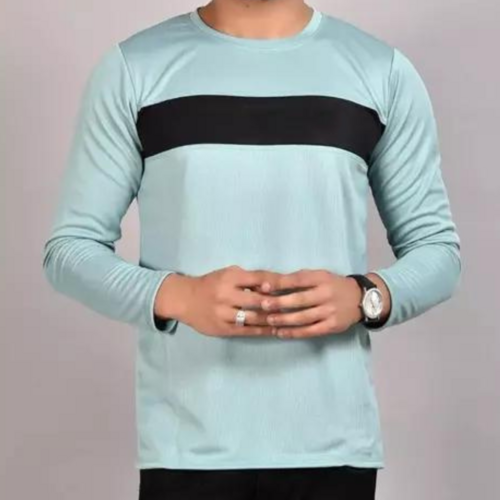 Solid Men's Crew Neck Polyester T-shirt