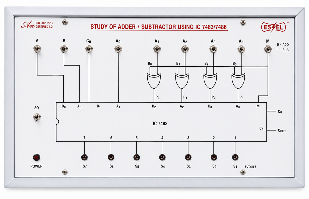 4 Bit Adder And  Subtractor Using IC 7483