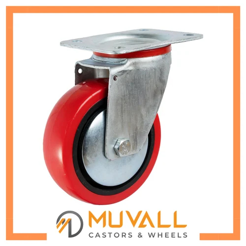 Red Pu Heavy Duty Caster Wheels 230-300Kgs