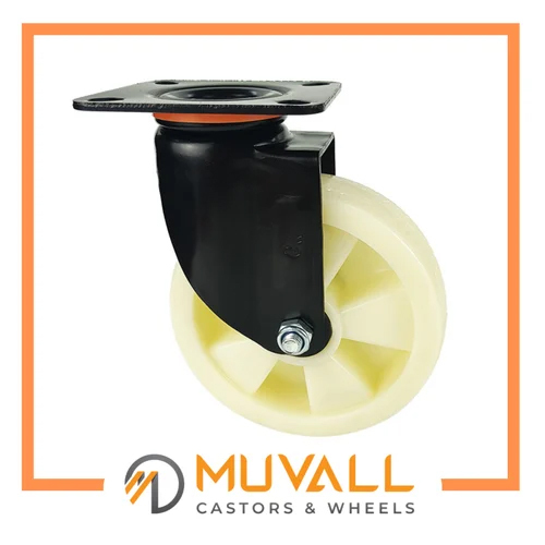 PP Medium Duty Caster Wheels - PP Material, 150x40mm Size, White Color | Powder Coated Finish, Designed for Industrial Use