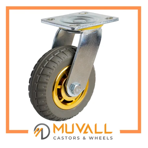 Gray Elastic Rubber Caster Wheel 180-230Kgs