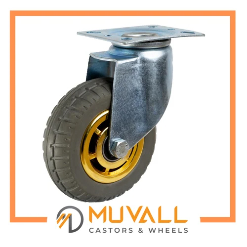 Gray Elastic Rubber Caster Wheel 130-150Kgs