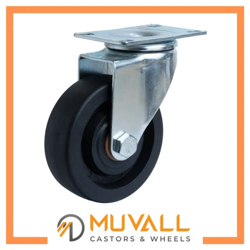 Phenolic Caster Wheels Heat Resistive - 100x32mm Black Powder Coated Finish 130mm Height Designed for Industrial Usage