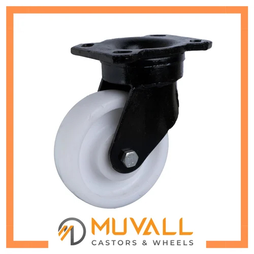 PP Heavy Duty Caster Wheels 280-300Kgs - PP Material 150x50mm Wheel Size 205mm Height White Color | Powder Coated Finish Industrial Usage