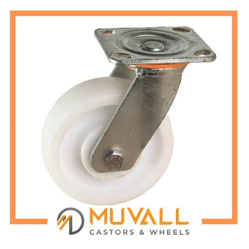 PP Heavy Duty Caster Wheels 280-300Kgs - PP Material 150x50mm Wheel Size 192mm Height Powder Coated White Finish | Ideal for Industrial Use