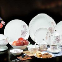 Ceramic Dinner Set 48 - Durable & Versatile Ceramic Set For Home & Hotel Use, Elegant Black & White Design, Microwave & Oven Safe