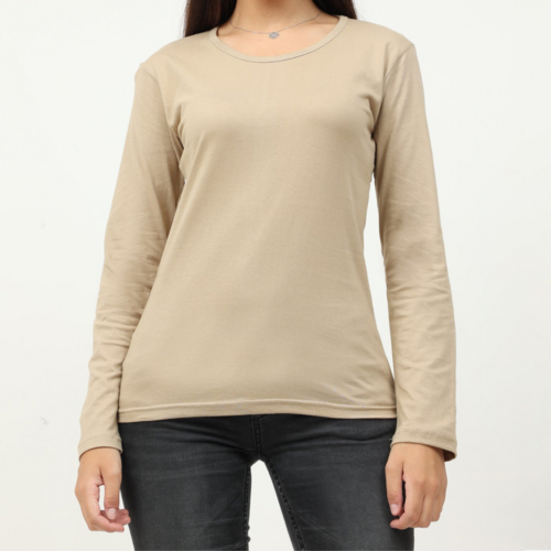 Wholesale Women's Cotton Plain Round Neck Full Sleeve T-Shirt