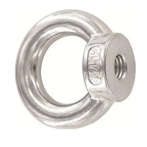 Stainless Steel Eye Nut - M12 Size, Silver Color | Industrial Usage, Durable Stainless Steel Material