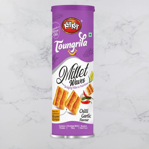 Millet Chilli Garlic - Roasted Millet Snack Mix (Ragi, Jowar, Bajra) | Crunchy Crispies, Low Calorie, Seasoned with Chilli Garlic Flavour