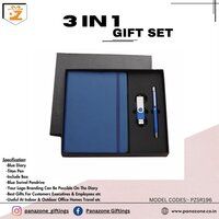 Blue Diary Pendrive Pen 3 In 1 Gift Set PZSR196 For Gifting