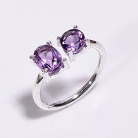 925 Sterling Silver Adjustable Ring Natural Cut Gemstone