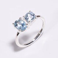 925 Sterling Silver Adjustable Ring Natural Cut Gemstone