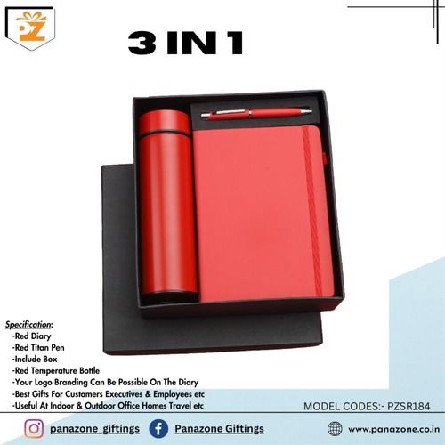 Red Bottle Pen Diary 3 In 1 Gift Set PZSR184