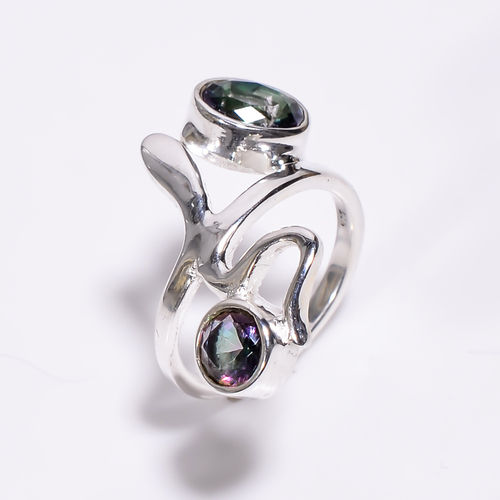 925 Sterling Silver Cut Gemstone Designer Ring