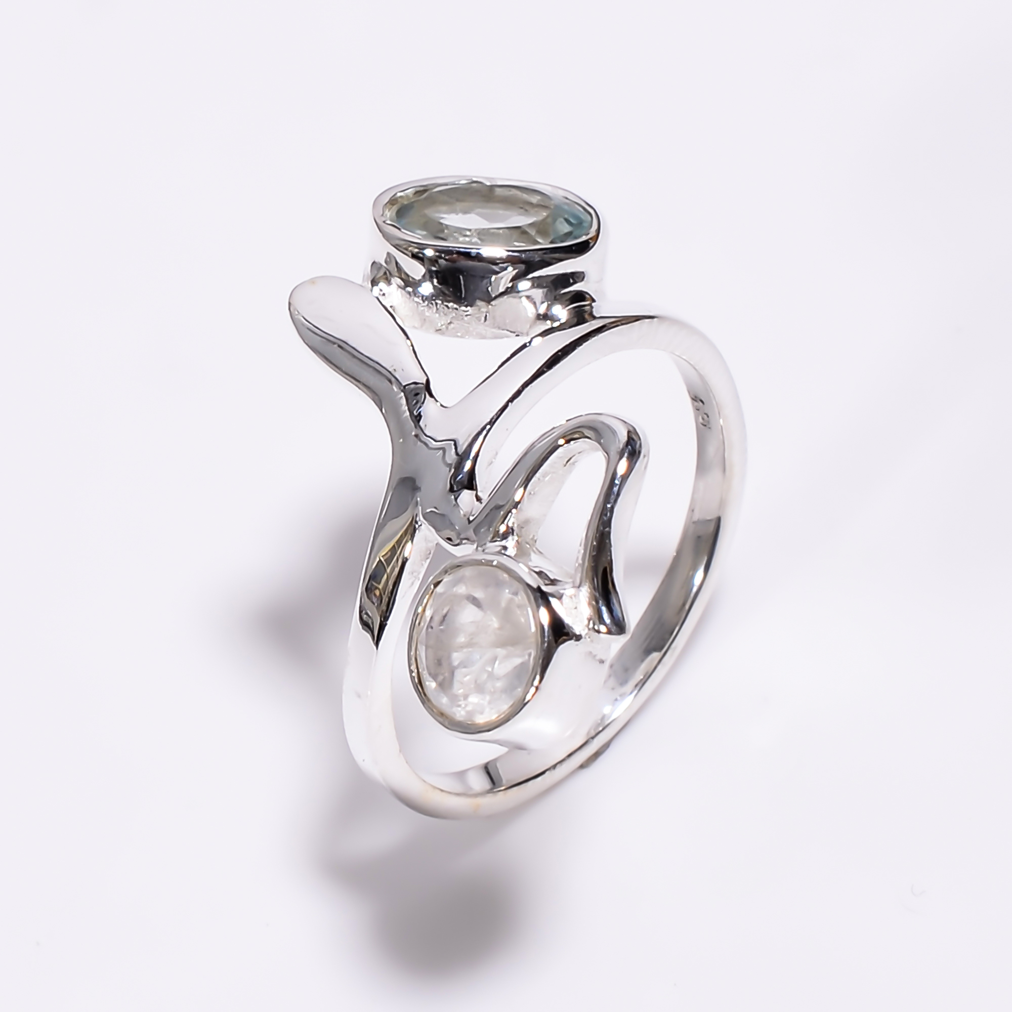 925 Sterling Silver Cut Gemstone Designer Ring