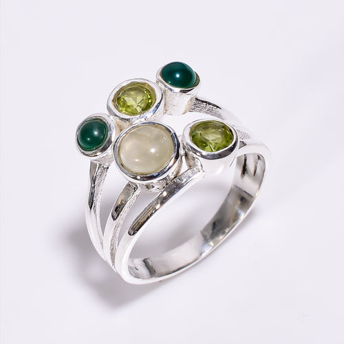 925 Sterling Silver Multi Gemstone Ring Handcrafted Jewelry