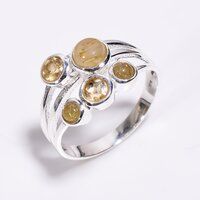 925 Sterling Silver Multi Gemstone Ring Handcrafted Jewelry