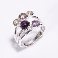 925 Sterling Silver Multi Gemstone Ring Handcrafted Jewelry