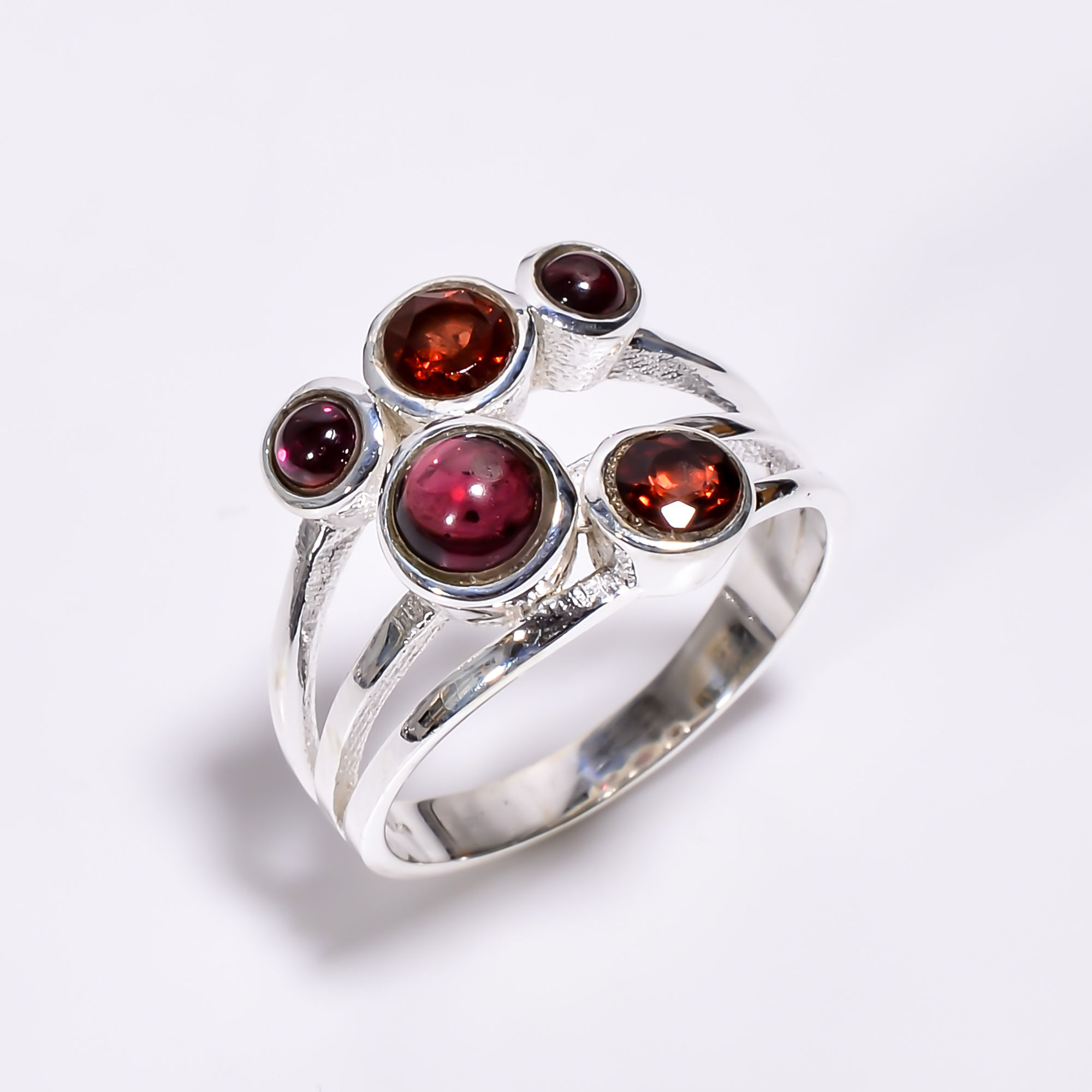 925 Sterling Silver Multi Gemstone Ring Handcrafted Jewelry