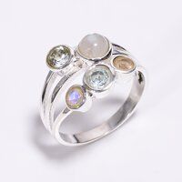 925 Sterling Silver Multi Gemstone Ring Handcrafted Jewelry